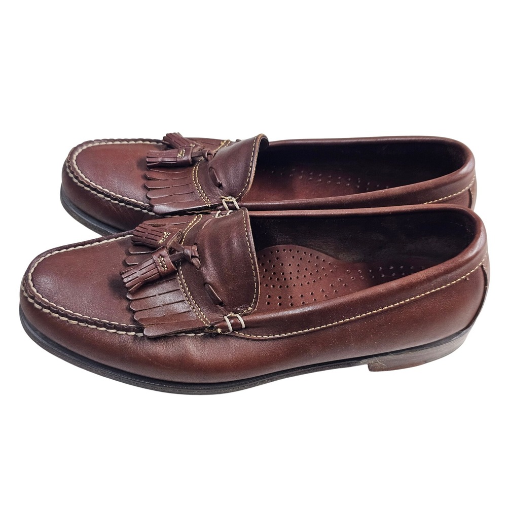 Dexter Mens Brown Leather Kiltie Tassel Loafers Made in USA P544-4 Size 10 M